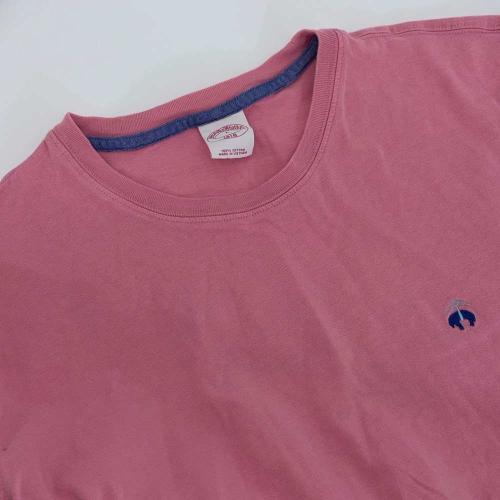 Brooks‎ Brothers 1818 Mens Pink Cotton Golden Fleece Logo T-Shirt Large L